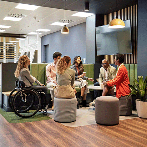 Group of diverse employees at work